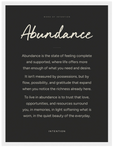 Abundance Word of Intention Framed print 30x40 cm / 12x16″ White frame Carbon paper