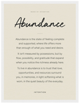 Abundance Word of Intention Framed print 30x40 cm / 12x16″ White frame Linen paper
