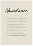 Abundance Word of Intention Framed print 70x100 cm / 28x40″ White frame Linen paper