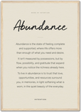 Abundance Word of Intention Framed print A2 (42 x 59.4 cm) Wood frame Linen paper