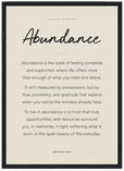 Abundance Word of Intention Framed print A3 (29.7 x 42 cm) Black frame Linen paper