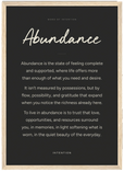 Abundance Word of Intention Framed print A3 (29.7 x 42 cm) Wood frame Carbon paper