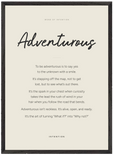 Adventurous Word of Intention Framed print 50x70 cm / 20x28″ Black frame Linen paper