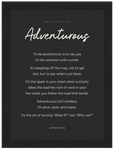 Adventurous Word of Intention Framed print 13x18 cm / 5x7″ Black frame Carbon paper
