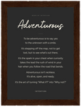 Adventurous Word of Intention Framed print 13x18 cm / 5x7″ Dark wood frame Carbon paper