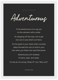 Adventurous Word of Intention Framed print 21x29.7 cm / 8x12" White frame Carbon paper