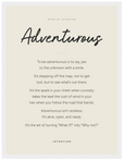 Adventurous Word of Intention Framed print 30x40 cm / 12x16″ White frame Linen paper