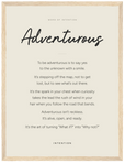 Adventurous Word of Intention Framed print 30x40 cm / 12x16″ Wood frame Linen paper