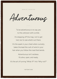 Adventurous Word of Intention Framed print A3 (29.7 x 42 cm) Dark wood frame Linen paper