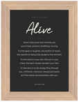Alive Word of Intention Framed print 13x18 cm / 5x7″ Wood frame Carbon paper