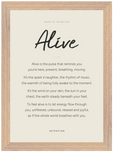 Alive Word of Intention Framed print 21x29.7 cm / 8x12" Wood frame Linen paper