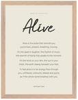 Alive Word of Intention Framed print 30x40 cm / 12x16″ Wood frame Linen paper