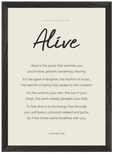 Alive Word of Intention Framed print A3 (29.7 x 42 cm) Black frame Linen paper