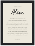 Alive Word of Intention Framed print 13x18 cm / 5x7″ Black frame Linen paper