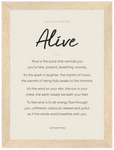 Alive Word of Intention Framed print 13x18 cm / 5x7″ Wood frame Linen paper
