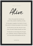 Alive Word of Intention Framed print 21x29.7 cm / 8x12" Black frame Linen paper