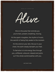 Alive Word of Intention Framed print 30x40 cm / 12x16″ Dark wood frame Carbon paper
