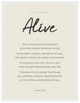 Alive Word of Intention Framed print 30x40 cm / 12x16″ White frame Linen paper