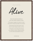 Alive Word of Intention Framed print 40x50 cm / 16x20″ Dark wood frame Linen paper