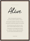 Alive Word of Intention Framed print A2 (42 x 59.4 cm) Dark wood frame Linen paper