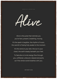 Alive Word of Intention Framed print 50x70 cm / 20x28″ Dark wood frame Carbon paper