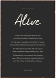 Alive Word of Intention Framed print 70x100 cm / 28x40″ Dark wood frame Carbon paper