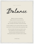 Balance Word of Intention Framed print 60x80 cm / 24x32″ White frame Linen paper
