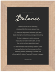 Balance Word of Intention Framed print 13x18 cm / 5x7″ Wood frame Carbon paper