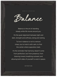 Balance Word of Intention Framed print 21x29.7 cm / 8x12" Black frame Carbon paper