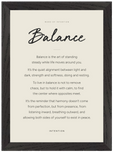 Balance Word of Intention Framed print 21x29.7 cm / 8x12" Black frame Linen paper