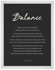 Balance Word of Intention Framed print 30x40 cm / 12x16″ White frame Carbon paper