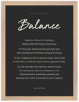 Balance Word of Intention Framed print 30x40 cm / 12x16″ Wood frame Carbon paper