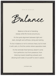 Balance Word of Intention Framed print A2 (42 x 59.4 cm) Black frame Linen paper