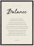 Balance Word of Intention Framed print 50x70 cm / 20x28″ Black frame Linen paper