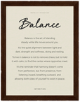 Balance Word of Intention Framed print 60x80 cm / 24x32″ Dark wood frame Linen paper