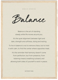 Balance Word of Intention Framed print 13x18 cm / 5x7″ Wood frame Linen paper