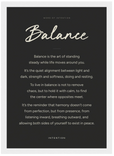Balance Word of Intention Framed print 21x29.7 cm / 8x12" White frame Carbon paper