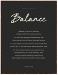 Balance Word of Intention Framed print 30x40 cm / 12x16″ Dark wood frame Carbon paper