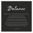 Balance Word of Intention Framed print 40x50 cm / 16x20″ White frame Carbon paper