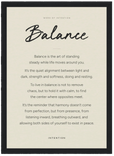 Balance Word of Intention Framed print A2 (42 x 59.4 cm) Black frame Linen paper