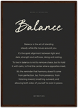 Balance Word of Intention Framed print A2 (42 x 59.4 cm) Dark wood frame Carbon paper