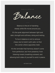 Balance Word of Intention Framed print A2 (42 x 59.4 cm) White frame Carbon paper