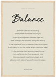 Balance Word of Intention Framed print 50x70 cm / 20x28″ Wood frame Linen paper