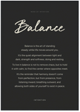 Balance Word of Intention Framed print 70x100 cm / 28x40″ Black frame Carbon paper