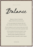 Balance Word of Intention Framed print 70x100 cm / 28x40″ Dark wood frame Linen paper