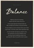 Balance Word of Intention Framed print 70x100 cm / 28x40″ Wood frame Carbon paper