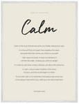 Calm Word of Intention Framed print 60x80 cm / 24x32″ White frame Linen paper