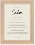 Calm Word of Intention Framed print 13x18 cm / 5x7″ Wood frame Linen paper