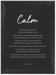 Calm Word of Intention Framed print 21x29.7 cm / 8x12" Black frame Carbon paper