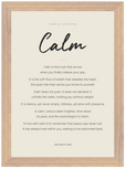 Calm Word of Intention Framed print 21x29.7 cm / 8x12" Wood frame Linen paper